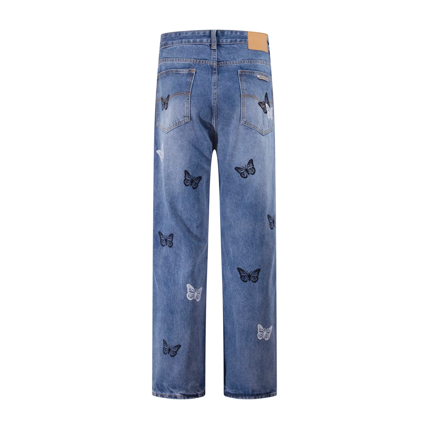 P240 Style number: H72 Croxin & 𝐂𝐡𝐫𝐨𝐦𝐞 𝐇𝐞𝐚𝐫𝐭 ss25 blue butterfly print jeans. Styles with different wash textures are very friendly to people with thin legs. The slightly flared version perfectly modifies the leg shape. The timeless and moderate length makes it easy to match and match. It is the basis for various styles and is a must-have in your wardrobe! The fabric is stiff but also makes the upper body soft without losing texture. The washing process is even more perfect. It is a must-have item for everyone! ! ! Washed wheat, hang tag, pants label, three labels complete Color: blue Size: 30-32-34-36